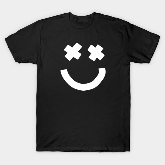 Express Yourself Minimal Happy Smiley Face with X Eyes T-Shirt by ellenhenryart